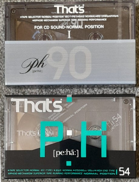 2 x That's Pe-ha (90 min & 54 min) Blank Audio Cassette Tapes - Better than TDK? Carousel 1