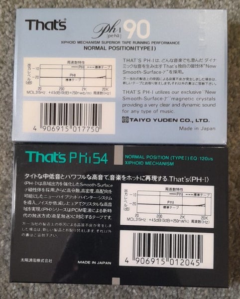 2 x That's Pe-ha (90 min & 54 min) Blank Audio Cassette Tapes - Better than TDK? Carousel 2