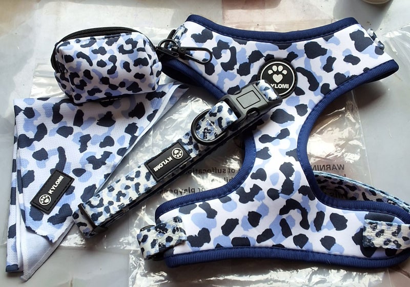 KYLOMI BLUE GREY WHITE LEOPARD PRINTX 4 PEICE SET Carousel 1