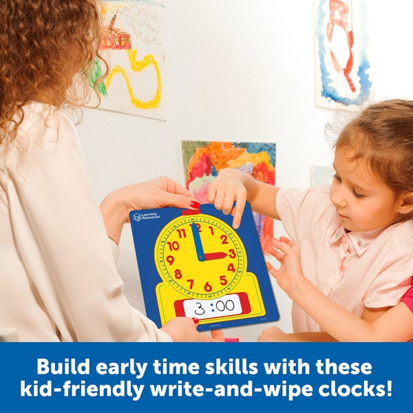 Learning Resources Write & Wipe Clocks Classroom Set - 25 Pieces, Ages 6+ Lamina Carousel 2