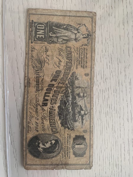 1862 confederate one dollar bank note Carousel 1