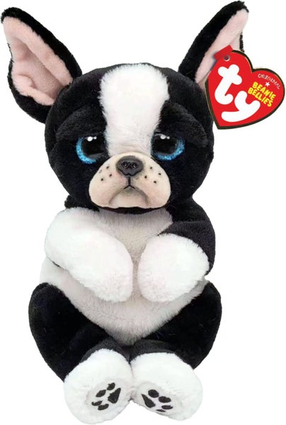 Ty Beanie Bellies-TY41054, TY41054, Tink The Dog Soft Toy, White, Black, Small Carousel 1