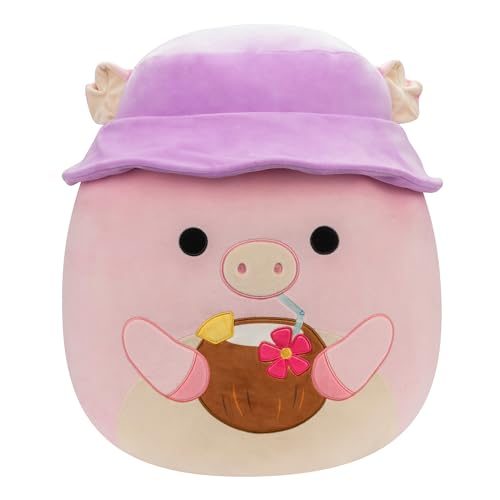 Squishmallows Original 20-Inch Peter Pig with Purple Bucket Hat and Coconut Drin Carousel 1