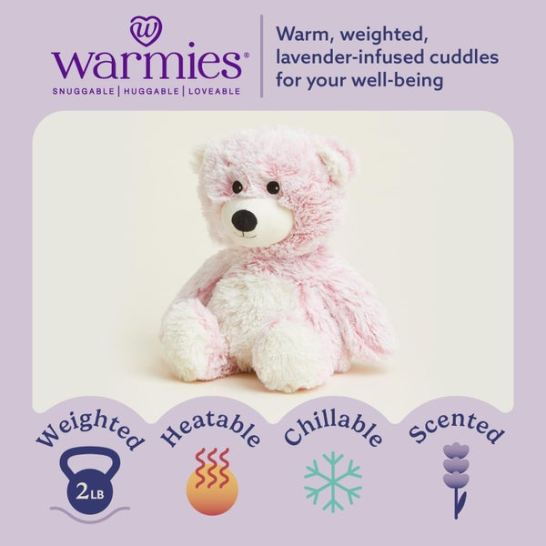 warmies Microwavable & Weighted Stuffed Animals, Pink Bear - Heated Stuffed Anim Carousel 2