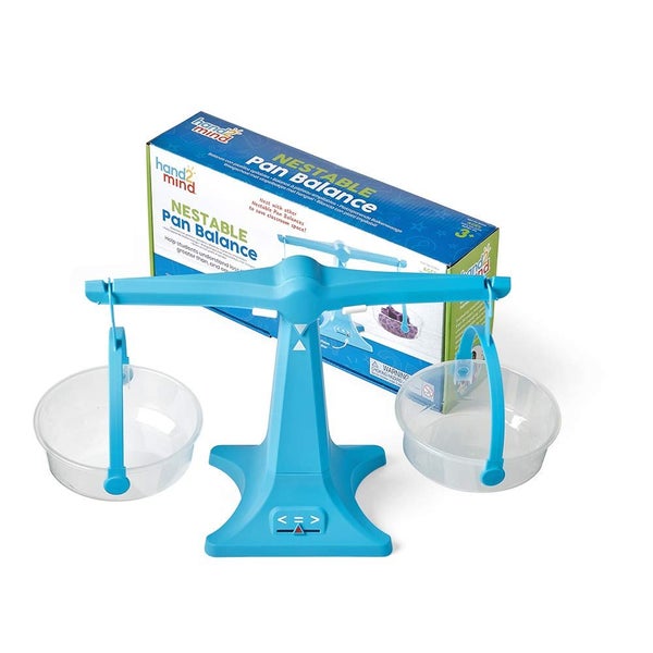 hand2mind Blue Nestable Pan Balance, Clear Double Balance Scale for Kids, Weight Carousel 1