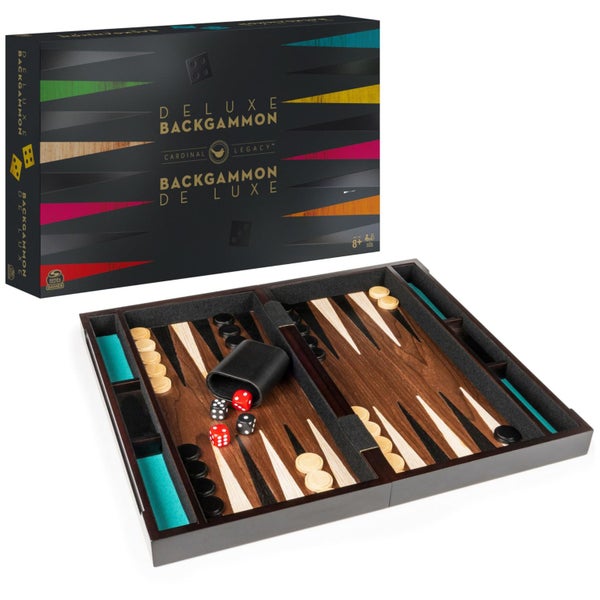 Spin Master Games Legacy Deluxe Wooden Backgammon Classic 2-Player Original Boar Carousel 1