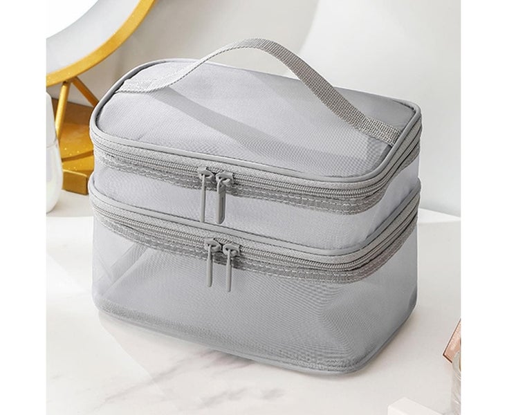 Double Layer Cosmetic Bag Easy Classification Large Capacity Mesh Cosmetic Carousel 2