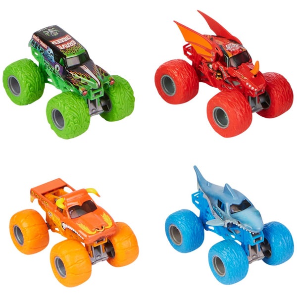 Monster Jam, Tough Treads Set, Official El Toro Loco, Megalodon, Grave Digger, a Carousel 1
