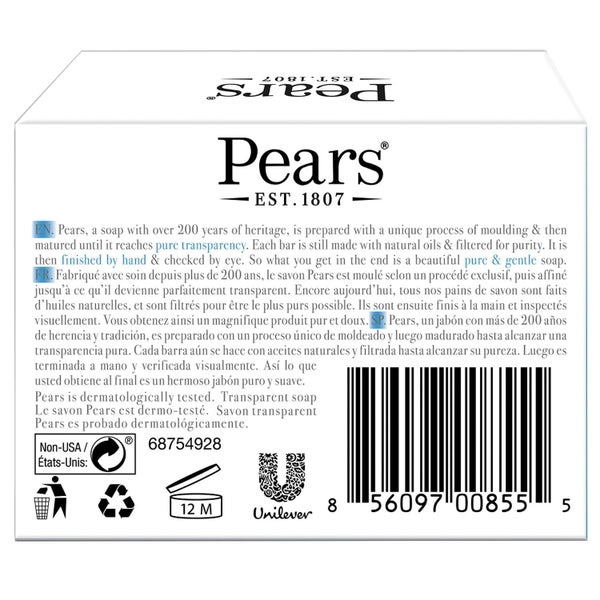 PEARS Glycerin Soap, Transparent Blue with Mint Extract, 3-Pack - Pure & Gentle Carousel 2