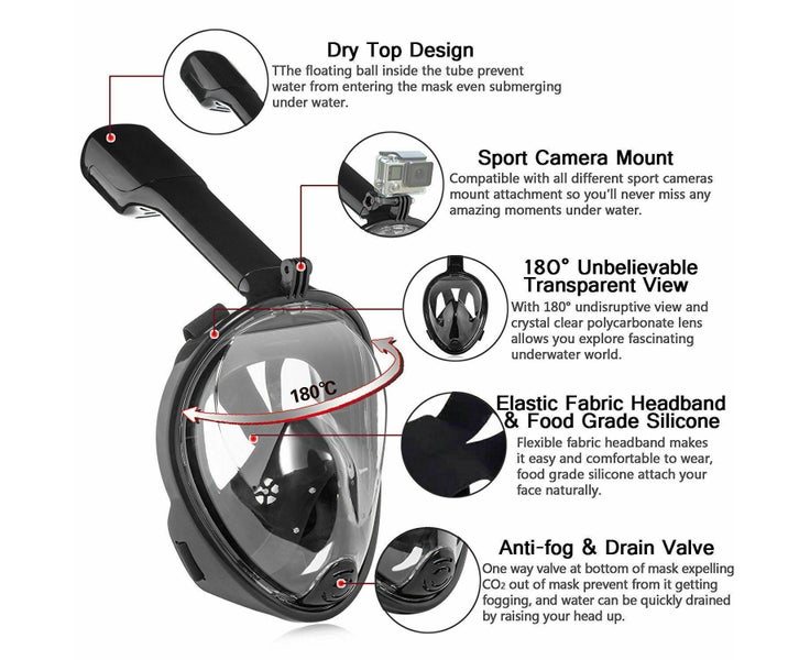 Small / Medium Anti Fog Full Face Snorkel Mask Swimming Dive Scuba Goggles Carousel 2