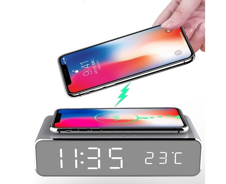 2-in-1 LED Alarm & Wireless Charging Station for Iphone and Android. Carousel 1