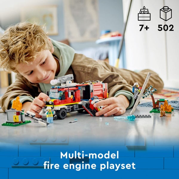 LEGO City Fire Command Truck Building Set - Fire Truck Toy with Land & Air Drone Carousel 3