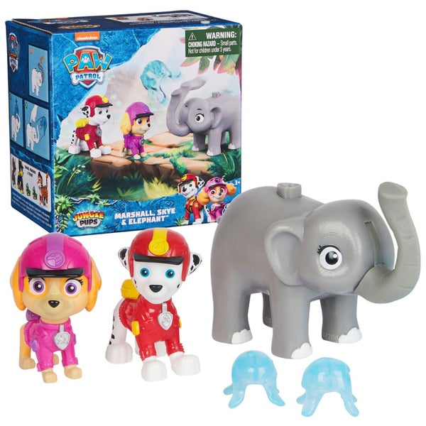 Paw Patrol: Jungle Pups Marshall, Skye & Elephant Action Figures with Projectile Carousel 1