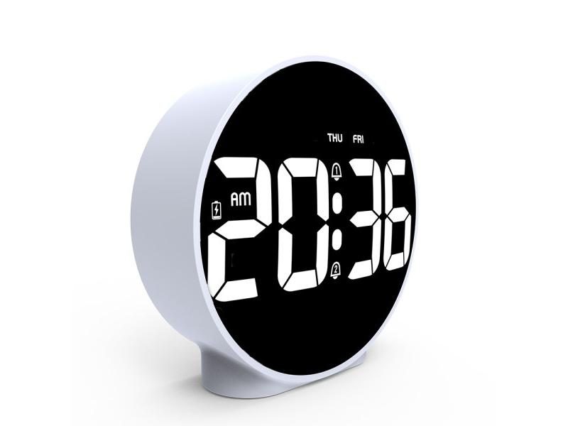 Aierwill N16 Round Alarm Clock 12/24H Week Digital LED Clock For Bedrooms Carousel 1