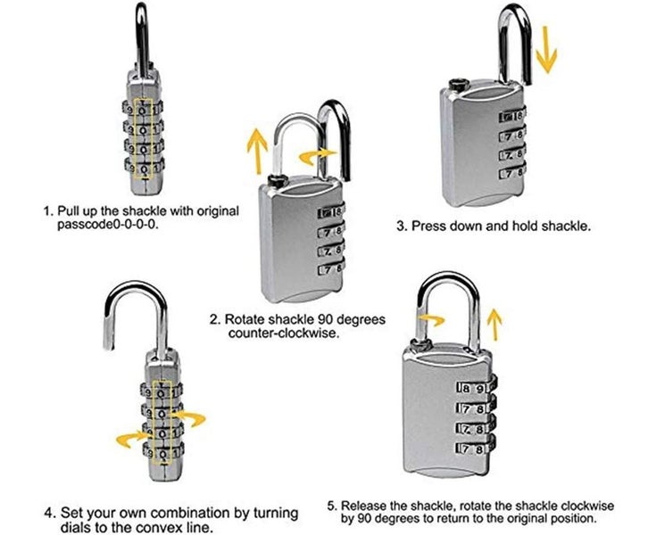 3 Pcs Combination Padlock, 4 Digit Code Padlock - Security Anti-Theft, Made Carousel 2