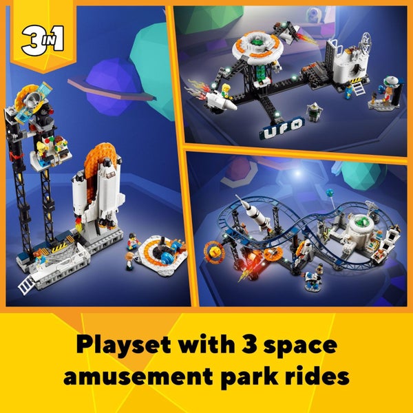 LEGO Creator 3 in 1 Space Roller Coaster Building Toy Set Featuring a Roller Coa Carousel 3