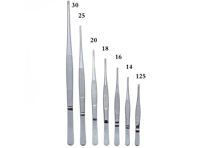 Stainless Steel 430 Anti-iodine Medical Tweezers 12.5cm-30cm Straight Head Carousel 1