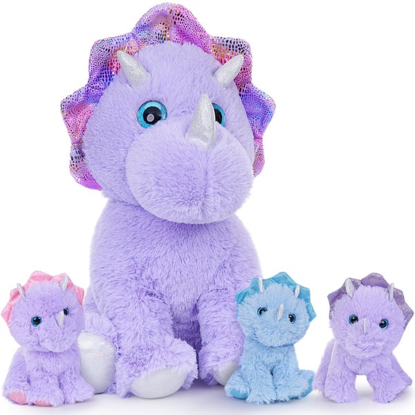 MaoGoLan 4 Pcs Dinosaur Stuffed Animals for Girls,Purple Stuffed Dinosaurs Plush Carousel 1
