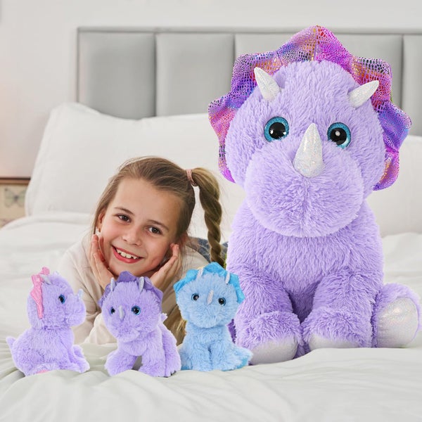 MaoGoLan 4 Pcs Dinosaur Stuffed Animals for Girls,Purple Stuffed Dinosaurs Plush Carousel 2