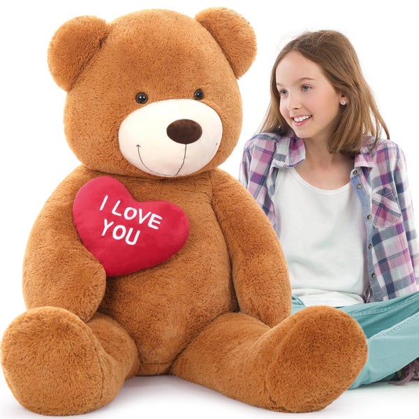 MaoGoLan Big Teddy Bear 4.3ft Stuffed Animal, I Love You Red Heart Giant Teddy B Carousel 1