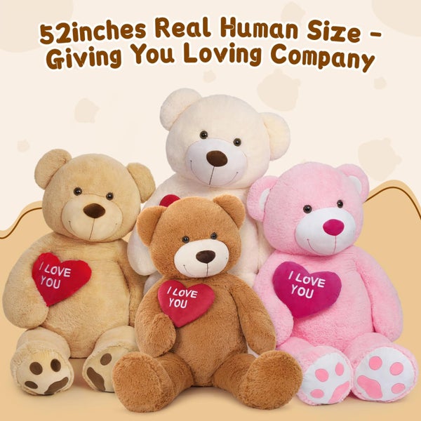 MaoGoLan Big Teddy Bear 4.3ft Stuffed Animal, I Love You Red Heart Giant Teddy B Carousel 2