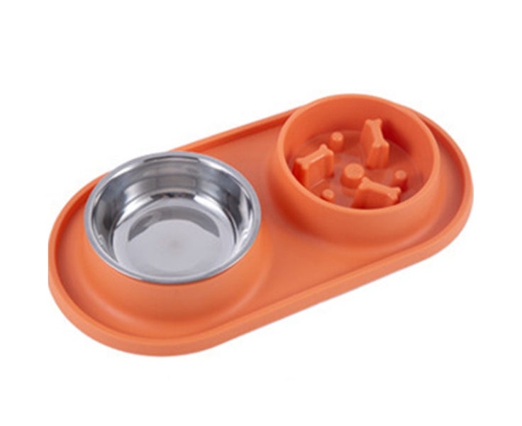 Pet dog cat dual-purpose bowl replaceable stainless steel dog bowl anti-cho Carousel 1