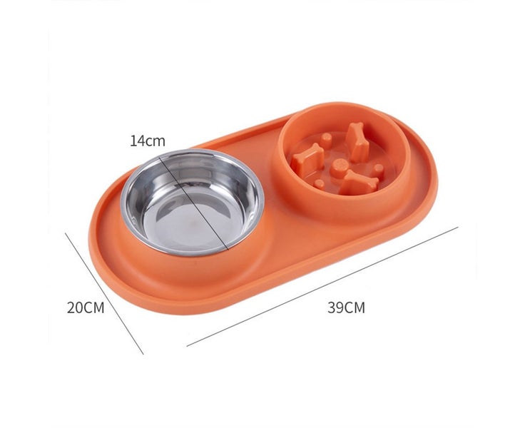 Pet dog cat dual-purpose bowl replaceable stainless steel dog bowl anti-cho Carousel 2