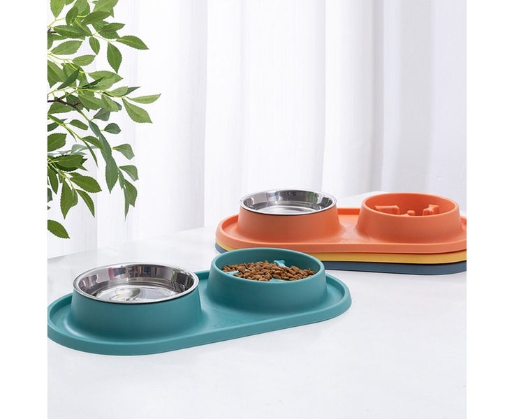 Pet dog cat dual-purpose bowl replaceable stainless steel dog bowl anti-cho Carousel 5