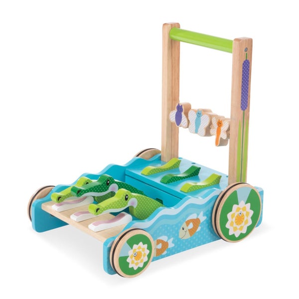 Melissa & Doug First Play Chomp and Clack Alligator Wooden Push Toy and Activity Carousel 1