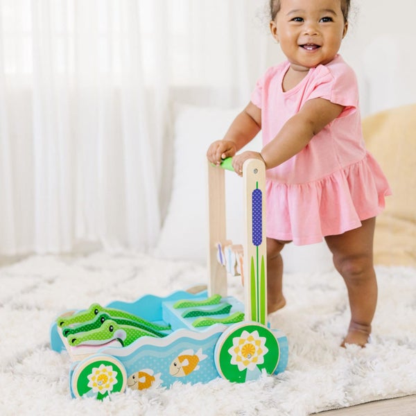 Melissa & Doug First Play Chomp and Clack Alligator Wooden Push Toy and Activity Carousel 2