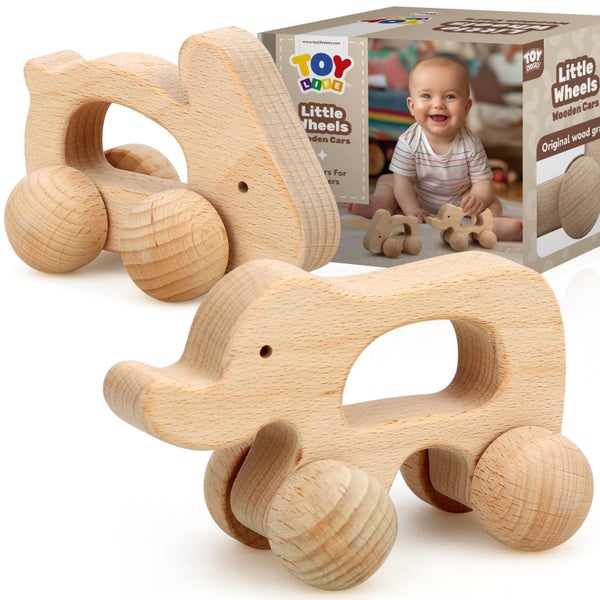TOY Life Wooden Toys Cars, Animal Wooden Cars, Montessori Toys for Babies 0-6-12 Carousel 1
