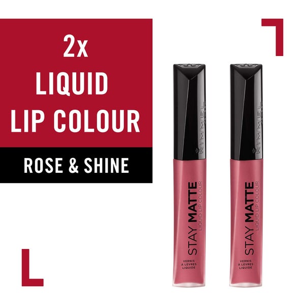 Rimmel Stay Matte Liquid Lip Color, Rose & Shine, 2 Count Carousel 2