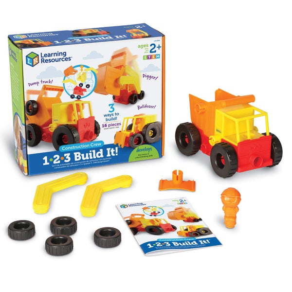 Learning Resources 1-2-3 Build It! Construction Crew Toy, Bulldozer, Digger, Dum Carousel 1