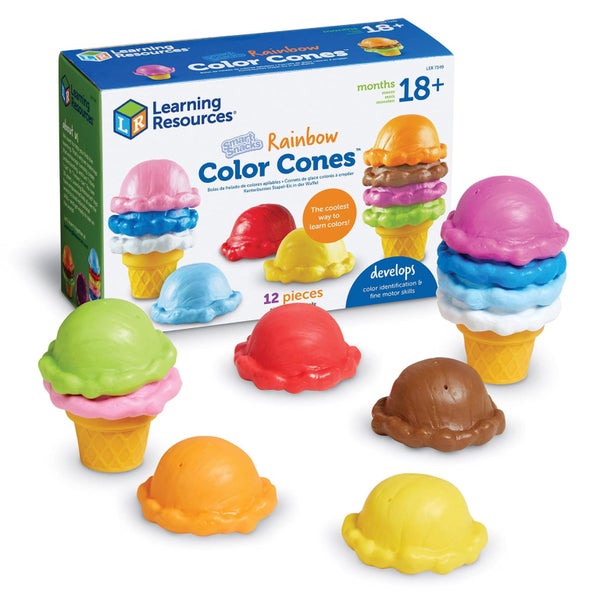 Learning Resources Smart Snacks Rainbow Color Cones - 12 Pieces, Ages 18+ months Carousel 1