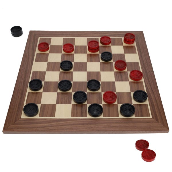 WE Games Old School Red and Black Wooden Checkers Set -12 in. Carousel 1