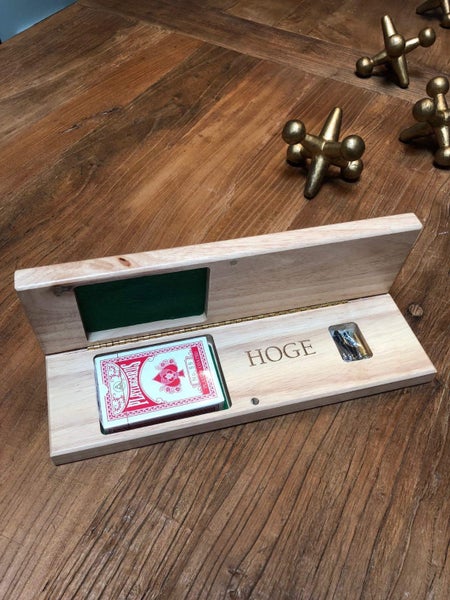 WE Games Custom Engraved Wooden Cribbage Set - 3 Track, Pegs, Cards, and Storage Carousel 2