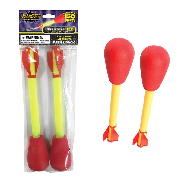 Stomp Rocket Ultra LED Rocket Refills, 2 Rockets - Replacement LED Foam-Tipped R Carousel 1