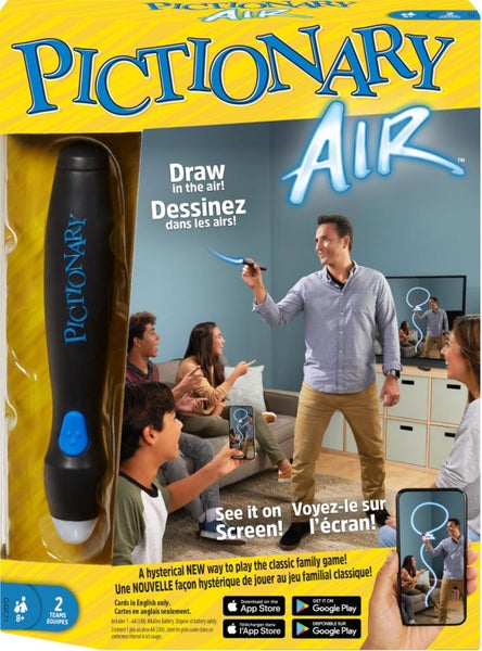 Mattel Games Pictionary Air Drawing Game,Family Game with Light-up Pen and Clue Carousel 1