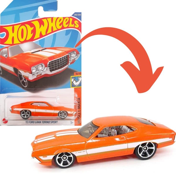 Hot Wheels '72 Ford Gran Torino Sport, Muscle Mania 10/10 Carousel 1