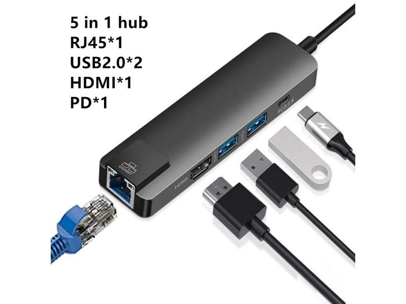 USB Type C Hub With HDMI VGA RJ45 SD TF For MacBook Pro OTG Carousel 1