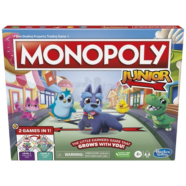 Hasbro Gaming Monopoly Junior Board Game, 2-Sided Gameboard, 2 Games in 1, Monop Carousel 2