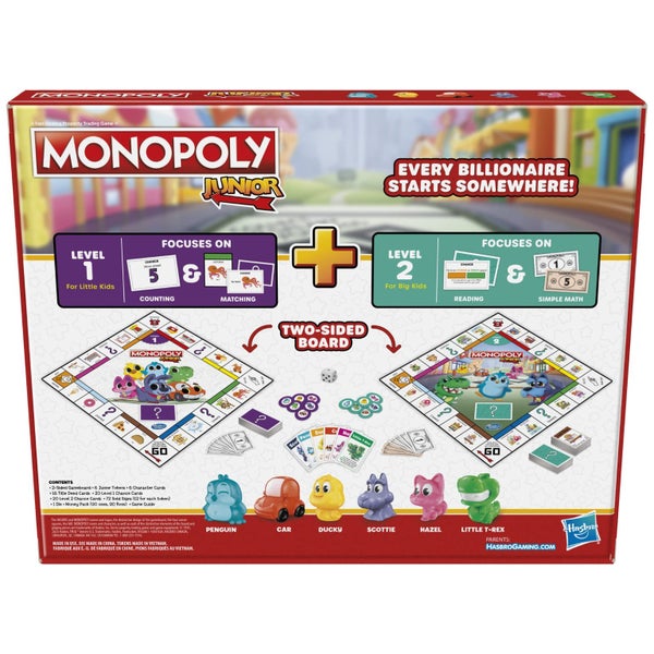 Hasbro Gaming Monopoly Junior Board Game, 2-Sided Gameboard, 2 Games in 1, Monop Carousel 3