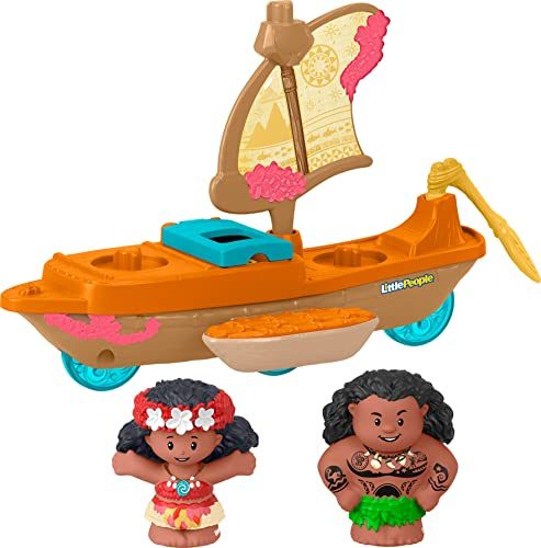 Fisher-Price Little People Toddler Toy Disney Princess Moana & Maui? Canoe Sail Carousel 1