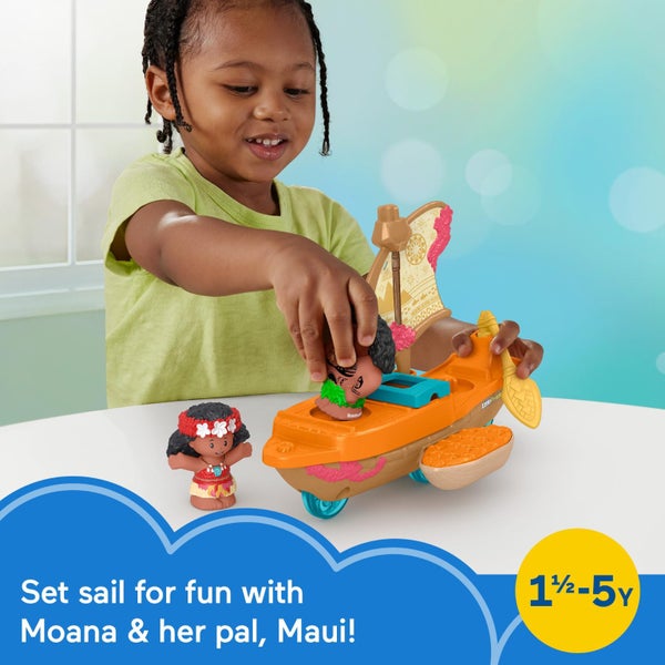 Fisher-Price Little People Toddler Toy Disney Princess Moana & Maui? Canoe Sail Carousel 3