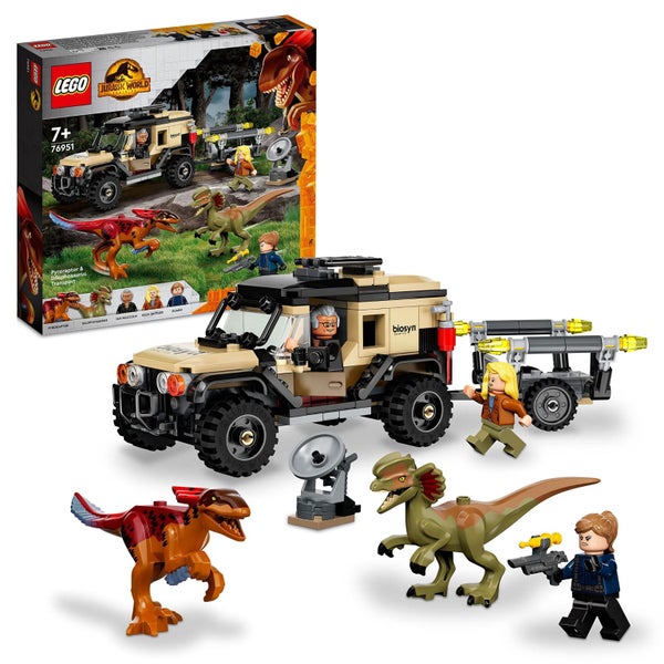 LEGO Jurassic World Pyroraptor & Dilophosaurus Transport, Dinosaur Toy with Off- Carousel 1