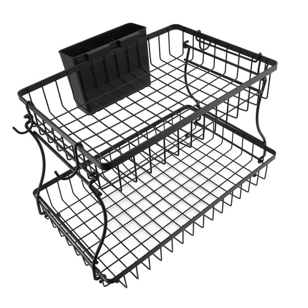 2 tier fruit basket countertop fruit holder detachable fruit basket 2 Tier Fruit Carousel 1