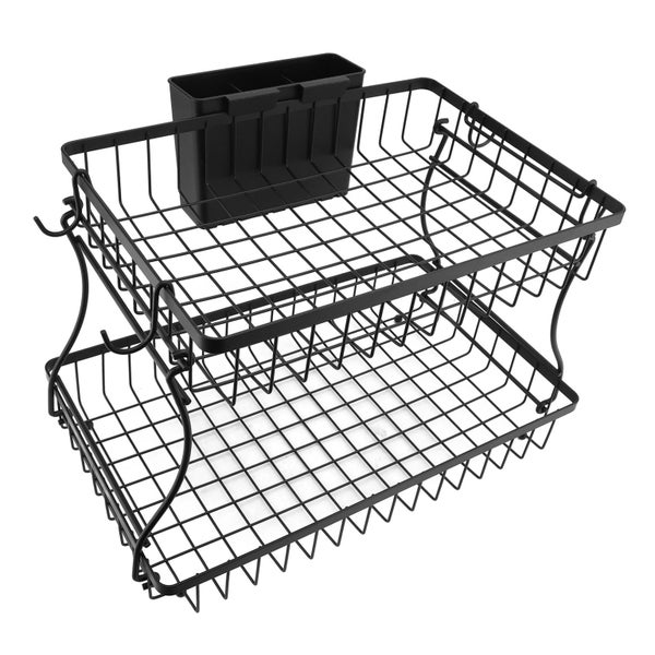 2 tier fruit basket countertop fruit holder detachable fruit basket 2 Tier Fruit Carousel 2