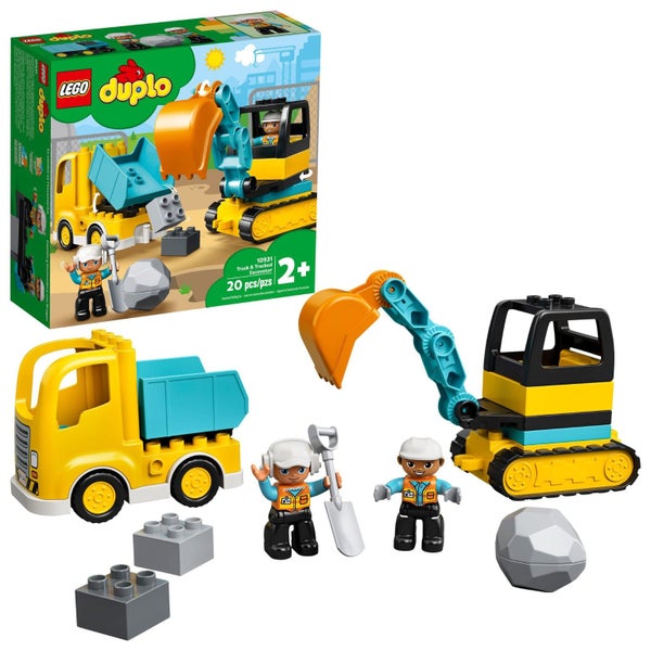 LEGO DUPLO Town Truck & Tracked Excavator Construction Vehicle 10931 Toy for Tod Carousel 2