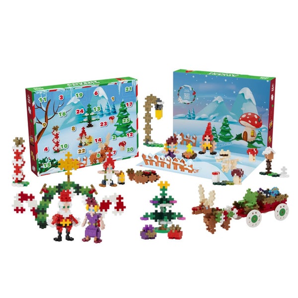 Plus Plus Christmas Advent Calendar 2024, 25 Kids Building Block Toys, Mini 3D P Carousel 1