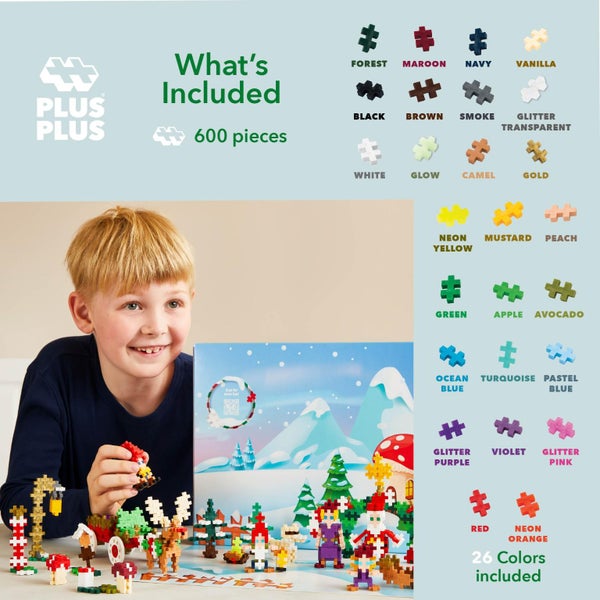 Plus Plus Christmas Advent Calendar 2024, 25 Kids Building Block Toys, Mini 3D P Carousel 2